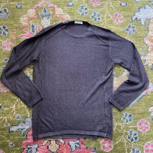 Crossley Italian 100% Soft Wool Grey Sweater w. Exposed Seams Look, Unisex & Lg